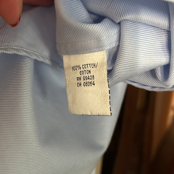 BUGATCHI | Cotton Classic Fit Light Blue Button Front Shirt Floral Flip Cuff - Picture 5 of 9